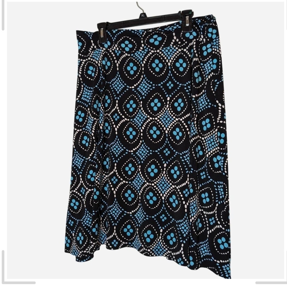 Pre-owned Cato Black and Blue Geometric A-Line Skirt